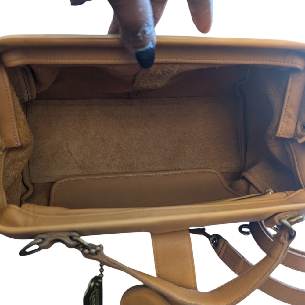 Coach Caramel/Gold Leather Top-Handle Satchel with Gold Hardware - Picture 6 of 6
